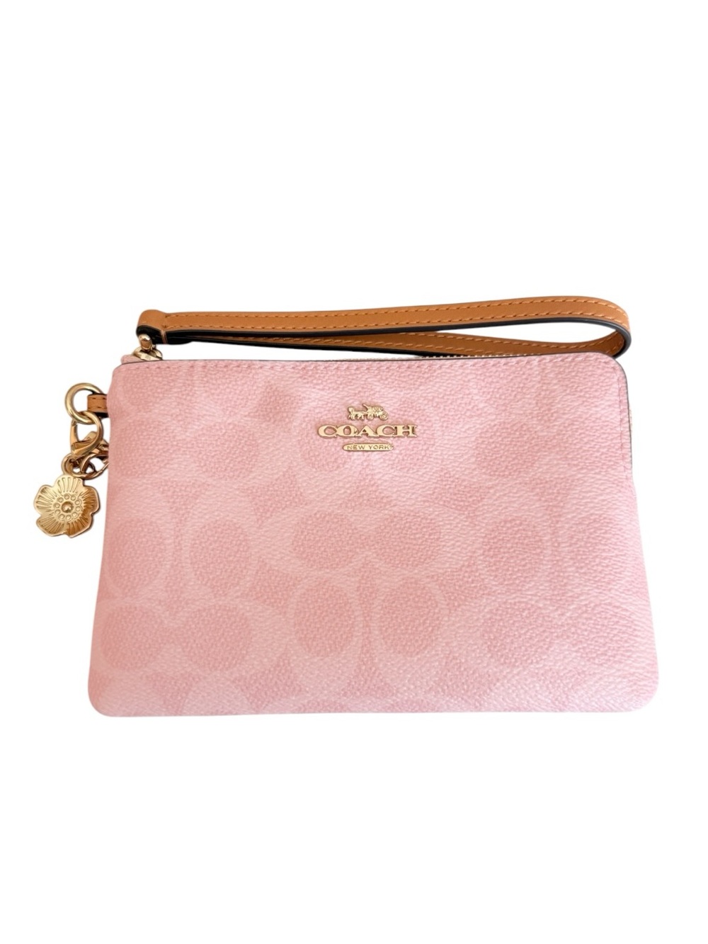 Coach Wristlet Pink Signature Canvas With Charms Corner Zip - Picture 9 of 11